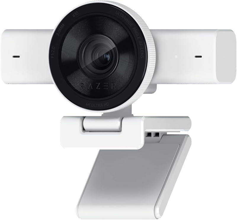 Kiyo V2 X - Webcam Full HD 1080p, 60 FPS para criadores - Autofoco - Objetiva grande angular - Microfone incorporado - Compatível com Open Broadcaster Software e Xsplit | Branco