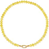 AhaBloom Natural Jade Rondelle Gemstone Beaded Necklace for Women | Natural dyed jade rondelle beads, secure gold carabiner clasp, boho beach vacation style, lightweight comfortable daily wear