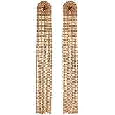 Wekicici Long Rhinestones Tassel Earrings Bohemian Sparkling Crystal Statement Drop Dangle Earrings for Women Wedding Prom Fashion Accessories(Brown)