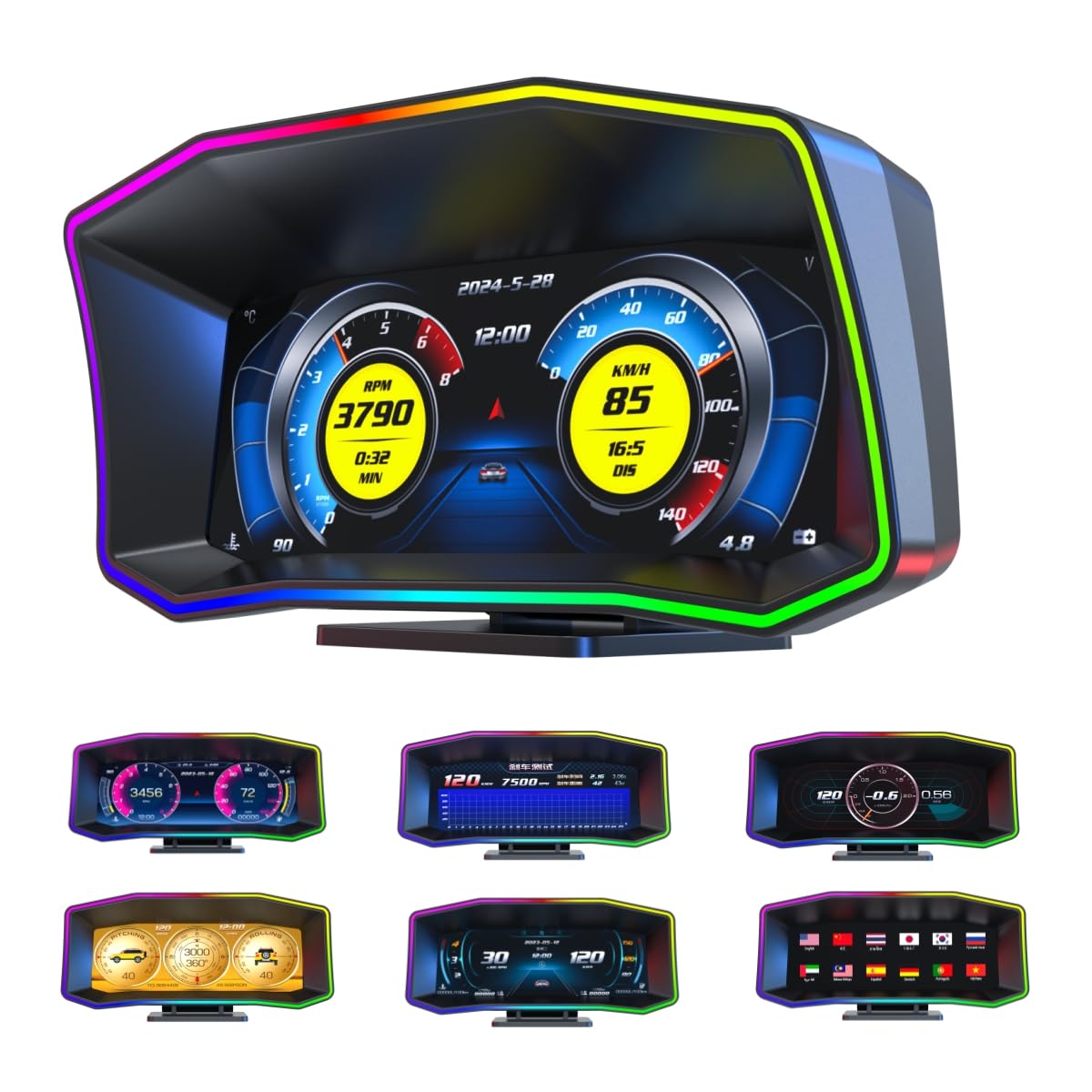 Photo 1 of SinoTrack OBD2 Gauge Display Car HUD Head-Up Display OBD+GPS Smart Gauge 6.2 inch Large Screen Real-Time Data Clear Error Code P4 OBD2 Gauge Speedometer Compatible with Most Vehicle Except Trucks