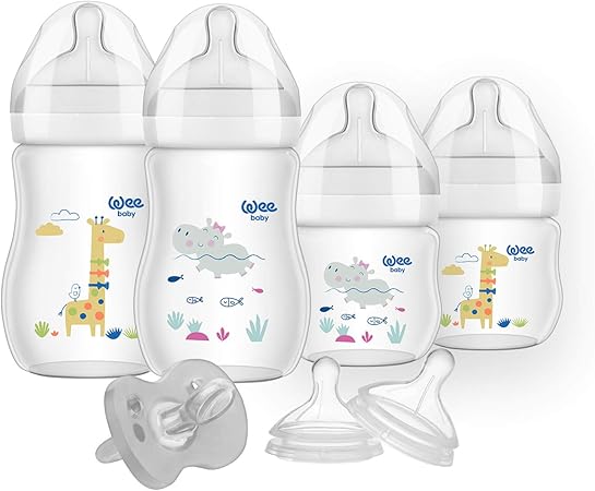 Wee Baby Natural Pasgeboren Babyfles Voedingsset Borstachtige Vorm Voor Een Natuurlijke Vergrendeling Antikrampjesklep In Speen Zuigfles Met Wijde Hals Jongen Meisje Amazon Nl