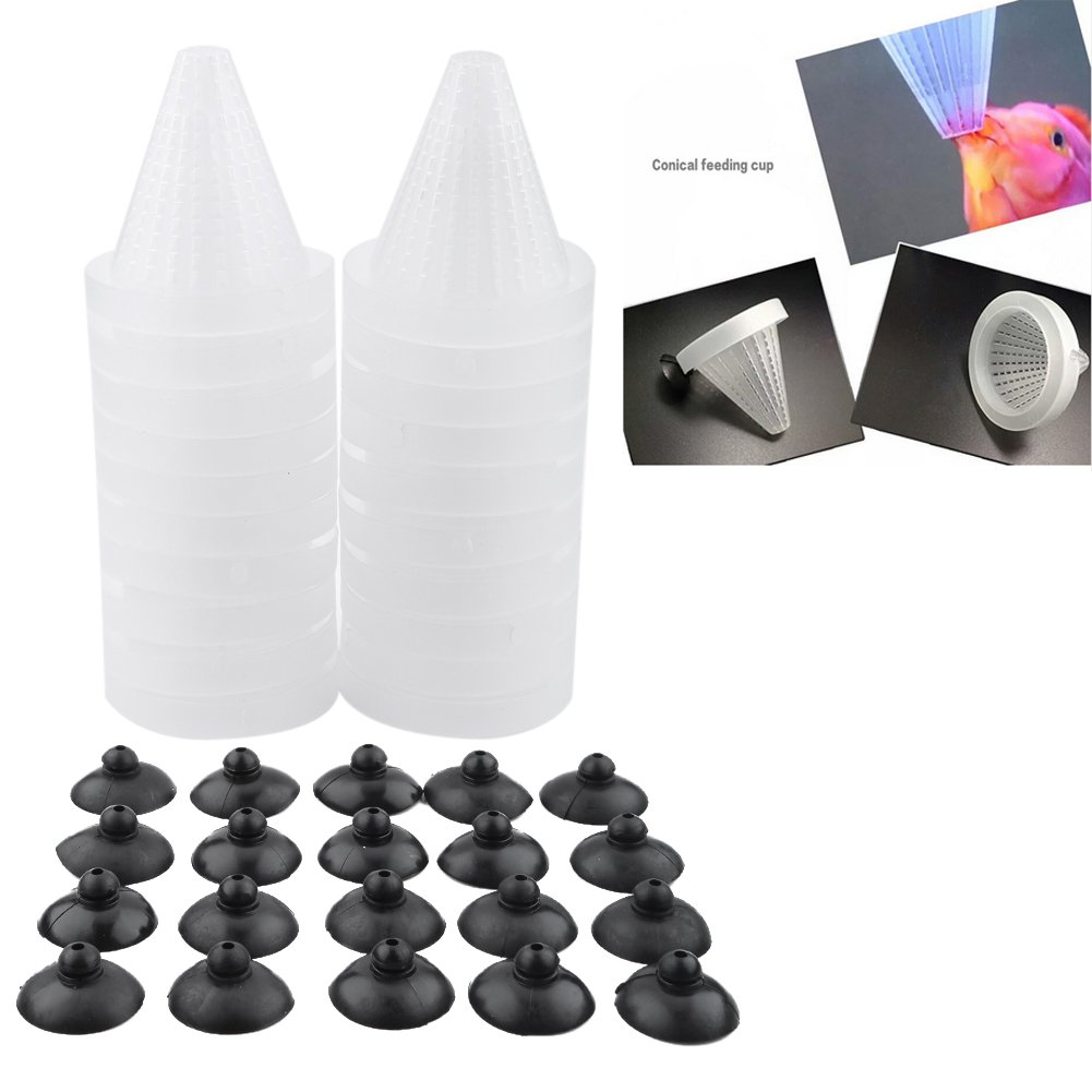 Fdit 20Pcs/Pack Aquarium Tank Live Red Worm Bloodworm Fish Food Feeding Cone Feeder With Suckers