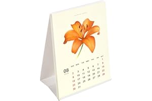 Floral Art 2026 2027 Mini Desk Calendar, Botanical Watercolor Painting 24 Flowers Christmas Gift for Woman 9.4 x 14 cm