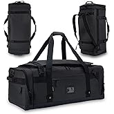 Large Duffle Bag for Travel - Men & Women, Foldable Gym Duffle Backpack, Heavy Duty Tactical Military Canvas Duffel Bags, Extra Big Carry On with Shoe Pockets, Waterproof (80L/103L)