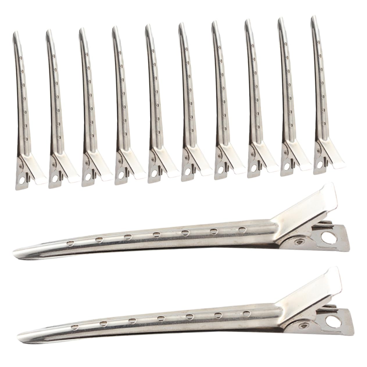 Healeved 12pcs Alligator Clips Hairdressing Clips Barrette Hair Sectioning dressing dresser Salon Cutting Stainless Steel