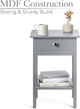 CHRISTOW Grey Bedside Table With Shelf Drawer 60cm x 40cm x 30cm view 5