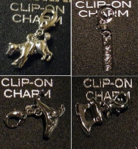 Set of 4 Alaskan Motif Clip-on Charms, Husky, Whale, Lodge Post, ulu knife