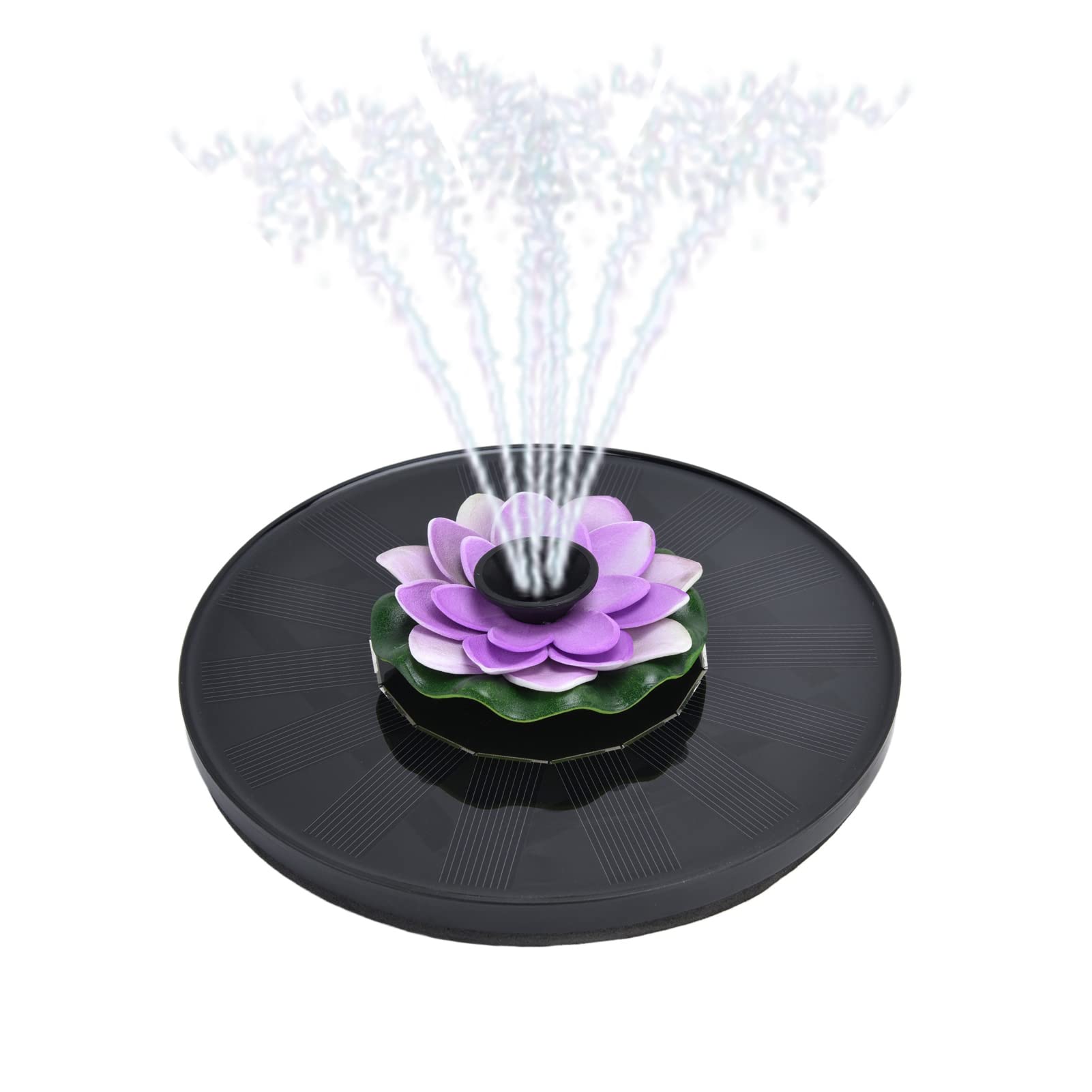 ciciglow Solar Fountain for Bird Bath,Solar Powered Fountain Pump 1.4W Standing Floating Birdbath Water Pumps for Garden, Patio, Pond and Pool Outdoor,Lotus Solar Fountain(Purple)
