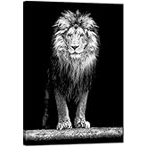 LevvArts - Lion Pictures Wall Art Black and White Lion Portrait Canvas Painting for Living Room Office Decoration Ready to Hang 28"x40"