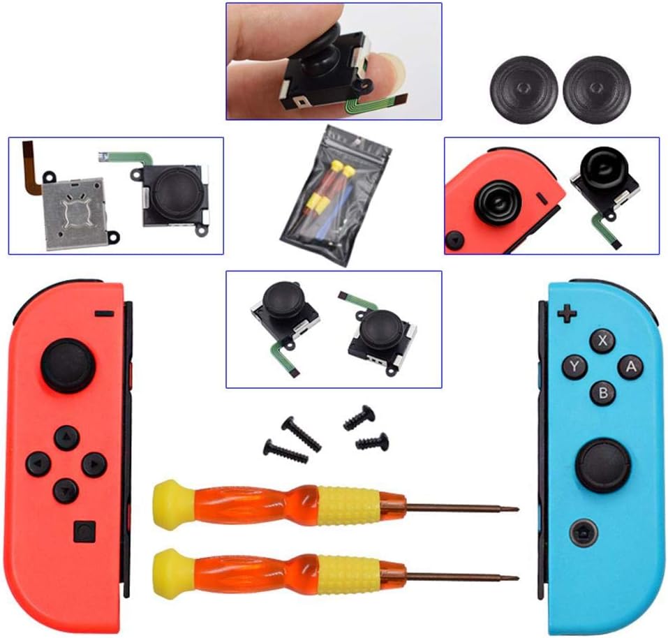 Futureshine Replacement Joystick Left and Right Analog Joysticks Replacement for Joy-Con Controller Analog Stick Accessories 3D