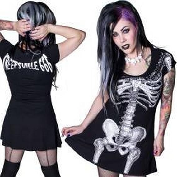 Vestido con esqueleto blanco de Kreepsville 666