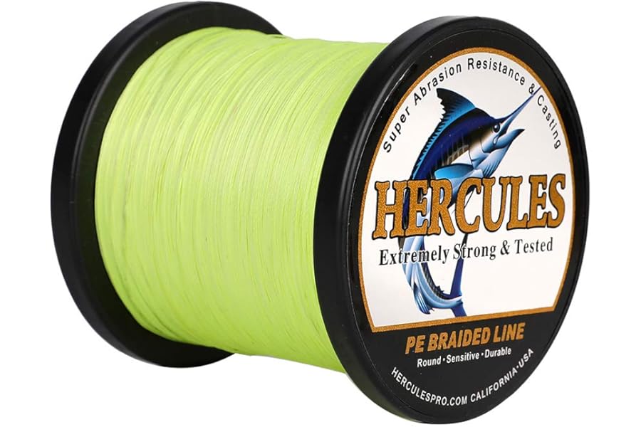 HERCULES Cost-Effective Super Strong 4 Strands Braided Fishing Line 6LB to 100LB Test for Salt-Water, 109/328 / 547/1094 Yards (100M / 300M / 500M / 1000M), Diam# 0.08MM - 0.55MM, Hi-Grade