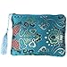 kilofly 2 pc Chinese Silk Brocade Padded Tassel Zipper Jewelry Bag Gift Pouch set2 B
