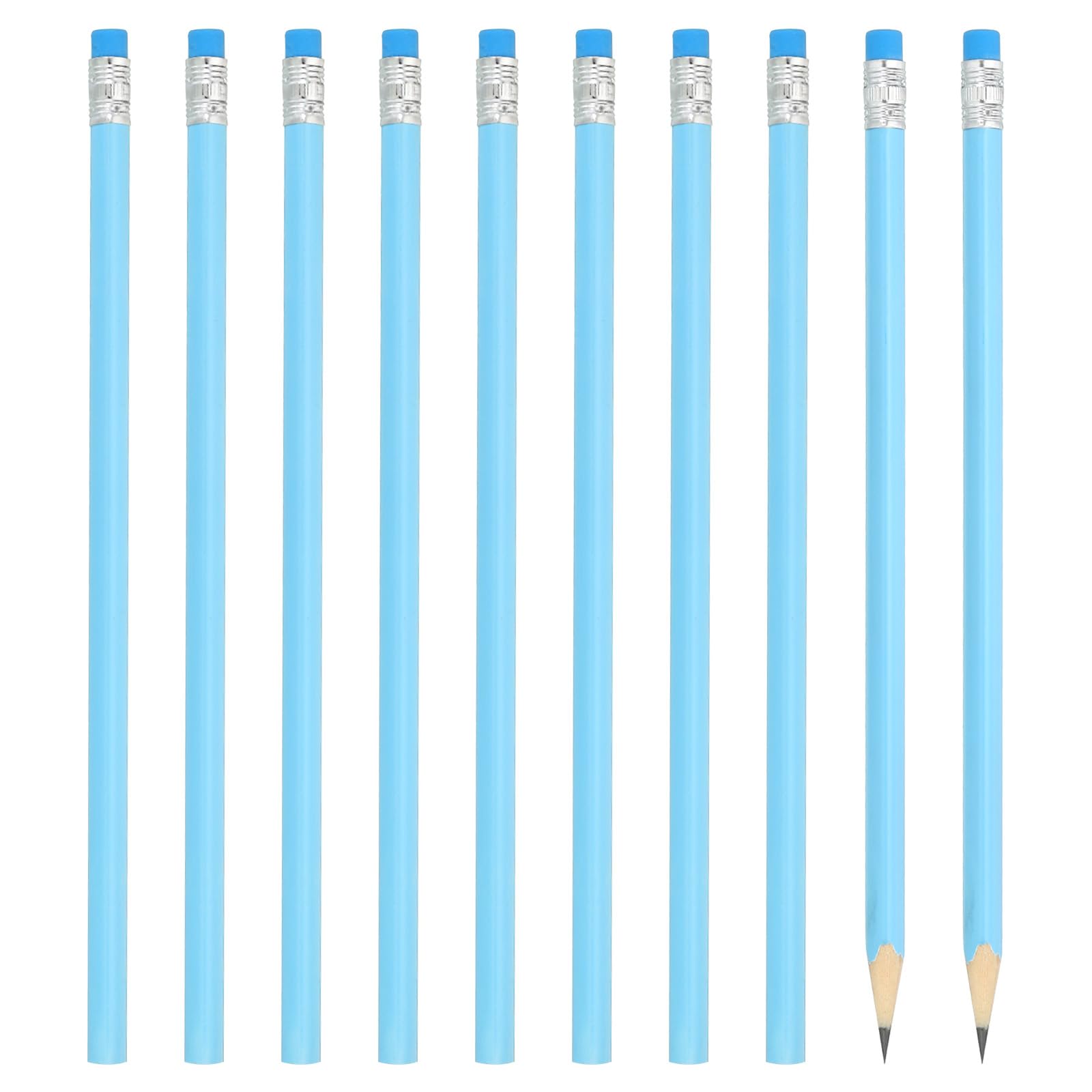 PATIKIL Round Pencils, 24 Pack HB Graphite Pencils with Eraser Wood Pencils Cute Pencil for Classroom Teacher Office Supplies, Blue