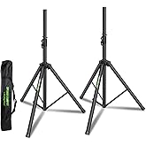 NiuNyuNeu Set of 2 Universal Tripod Speaker Stands Metal Heavy Duty DJ PA Tripod Speaker Stand Height Adjustable from 45'' to 72'' with a Carry Bag