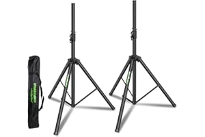 NiuNyuNeu Set of 2 Universal Tripod Speaker Stands Metal Heavy Duty DJ PA Tripod Speaker Stand Height Adjustable from 45'' to 72'' with a Carry Bag