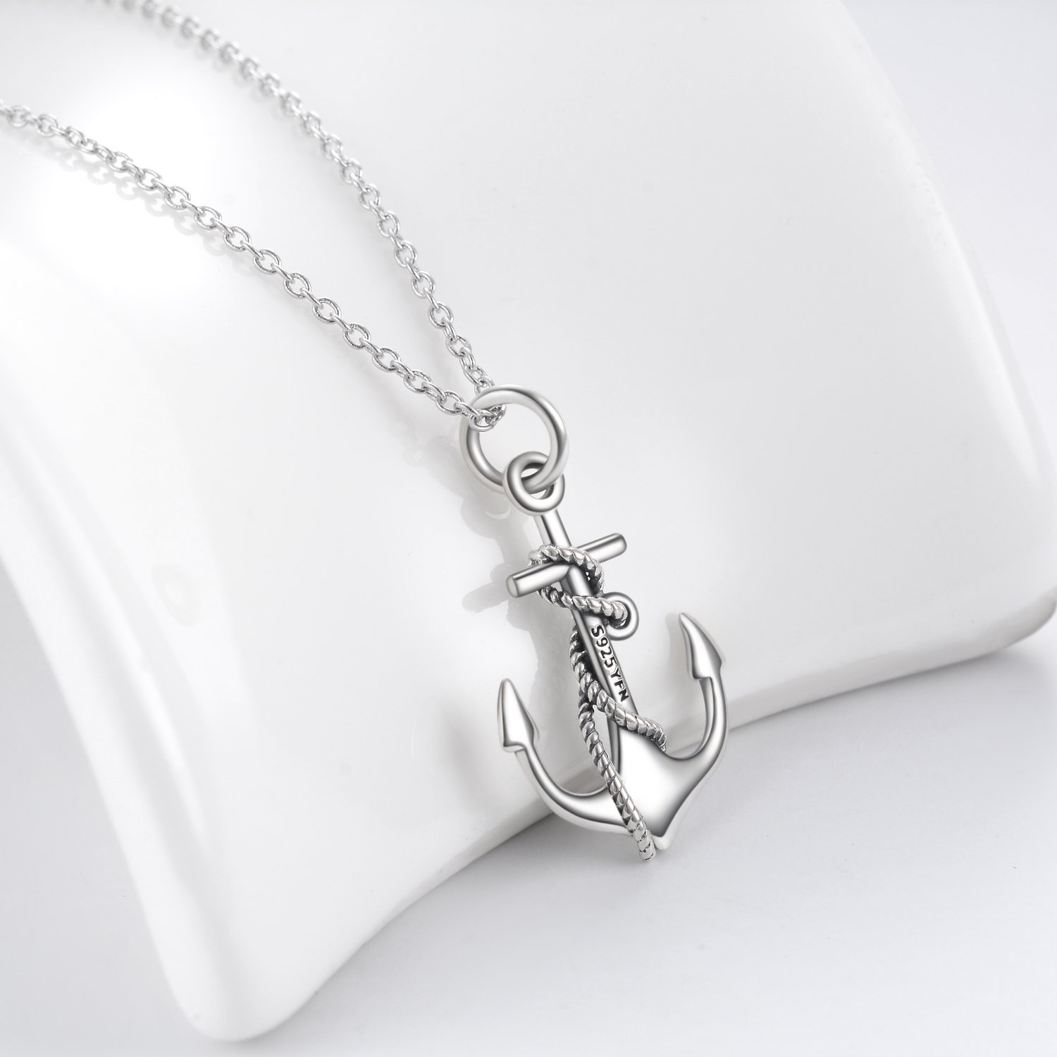 LUHE Anchor Necklace Sterling Silver Sailing Pendant Jewelry Sailor Gifts for Women