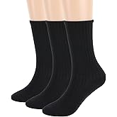 Toauqo Women's Casual Cotton Crew Sock 3-Pack Basic Pure Color Soft Comfort Socks