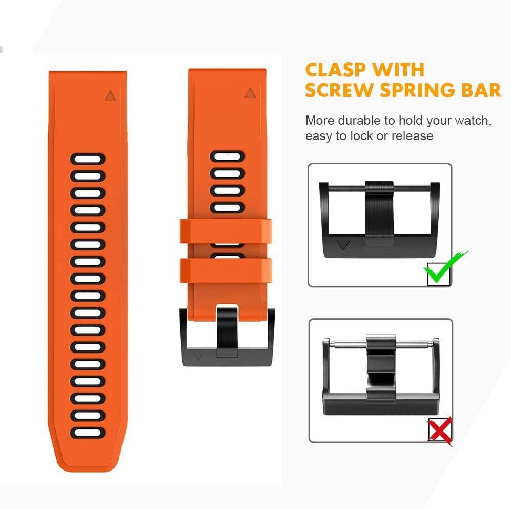 NotoCity Fenix 5X Replacement Strap with 26mm Width Strap for Fenix 5X Plus/Fenix 6X/Fenix 6X Pro/Fenix 7X/Fenix 3/Fenix 3 HR/Descent MK1 (Orange) - Image 5