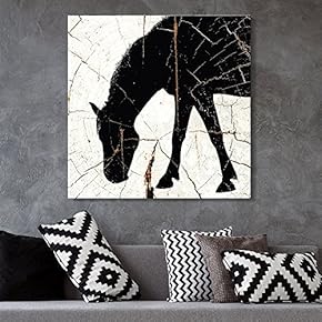 Square Canvas Wall Art - Horse Silhouette Wood Effect Canvas - Giclee Print Gallery Wrap Modern Home Art Ready to Hang - 12x12 inches