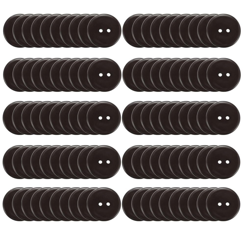 100 PCS Round Black Button 15mm Resin Sewing Buttons 2 Holes Buttons for Clothes Sewing DIY Craft Projects