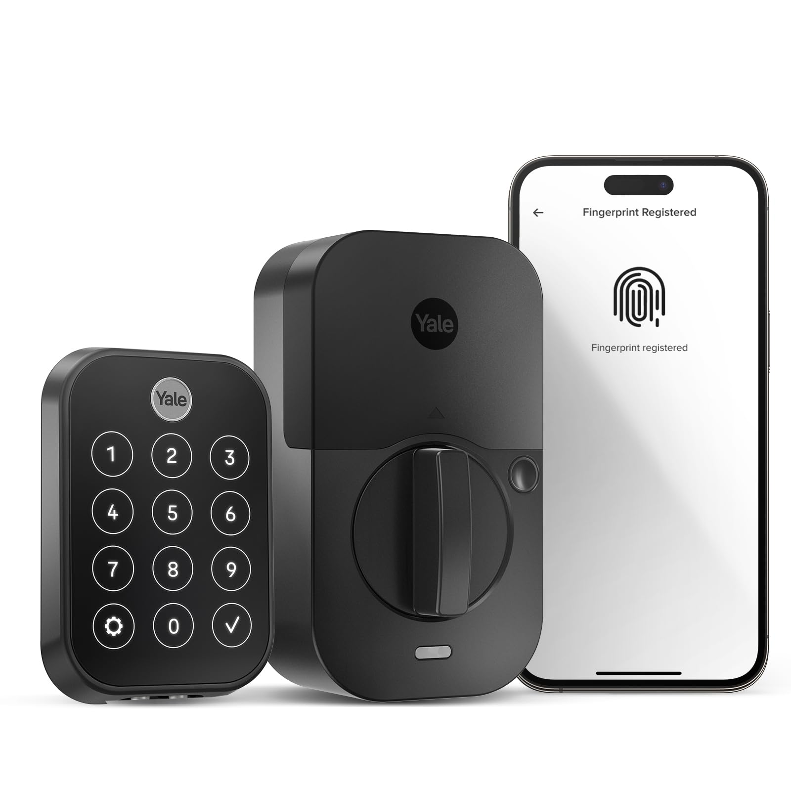 Photo 1 of Yale Assure Lock 2 Touch Deadbolt, Black Suede Key-Free Smart Entry Door Lock with Wi-Fi Connected Touchscreen Keypad and Fingerprint Scanner for Code Entry and Remote Access, YRD450-F-WF1-BSP