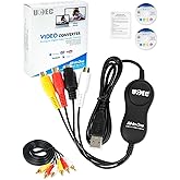UCEC VHS to Digital Converter, Video Capture Device, VCR to Digital Converter, USB 2.0 Audio Capture Grabber for Tape Player 