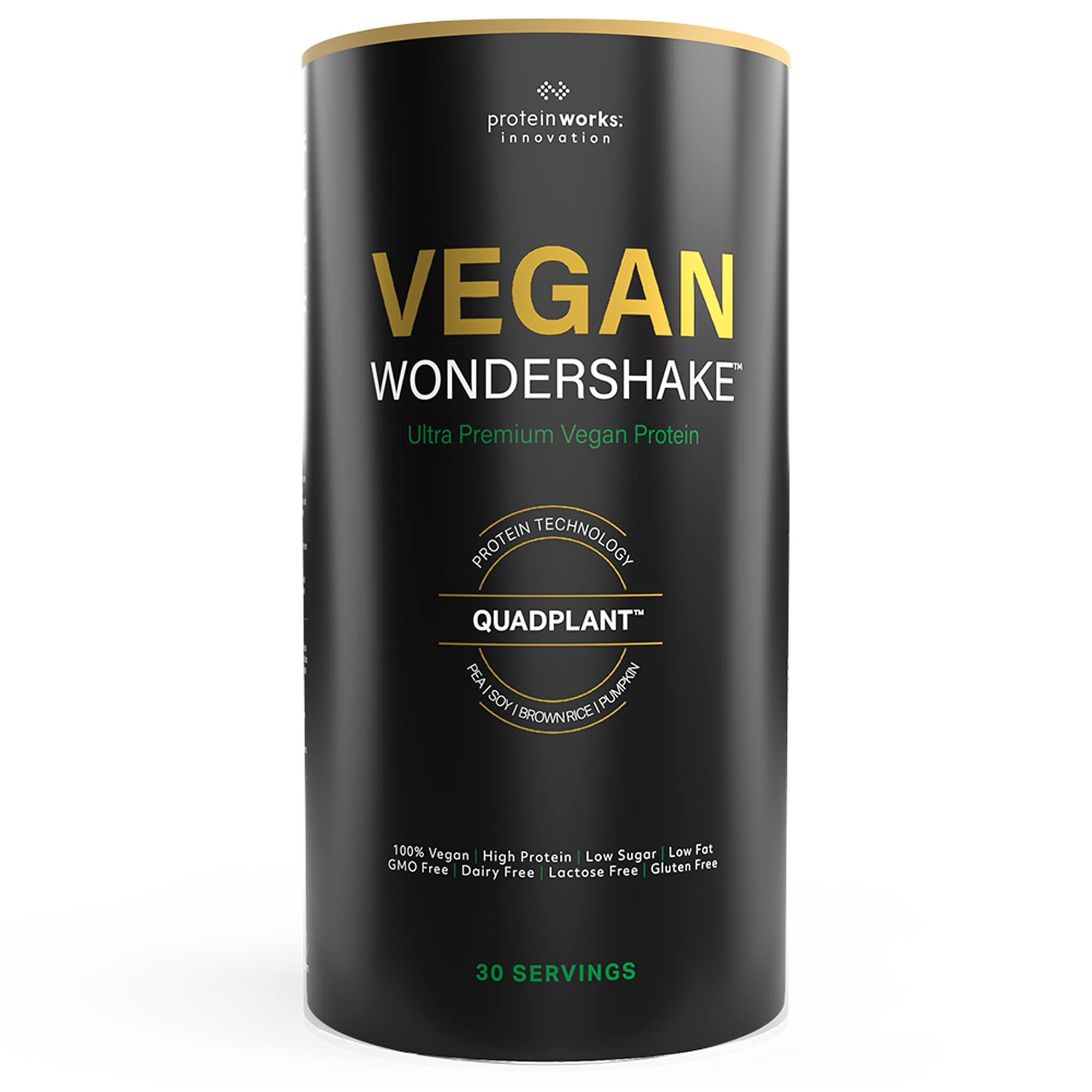 Protein Works - Vegan Wondershake, Multi-Award-Winning Vegan Protein Shake, QuadPlant Protein Blend, Ultra Smooth & Creamy, Low Calorie, Under 1g Fat & Sugar, 30 Servings, Strawberries & Cream, 750g