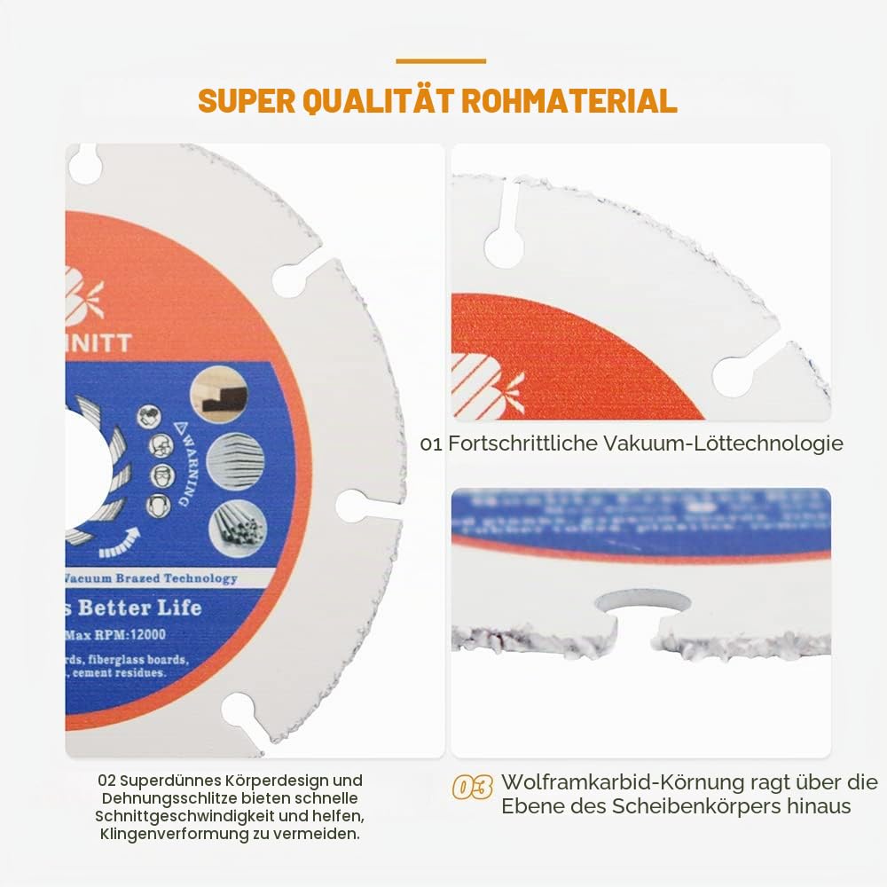 Multi Sägeblatt Trennscheibe 125mm- 2 Stück BRSCHNITT Winkelschleifer für Laminat Holz Kunststoff Nagelfest. 4