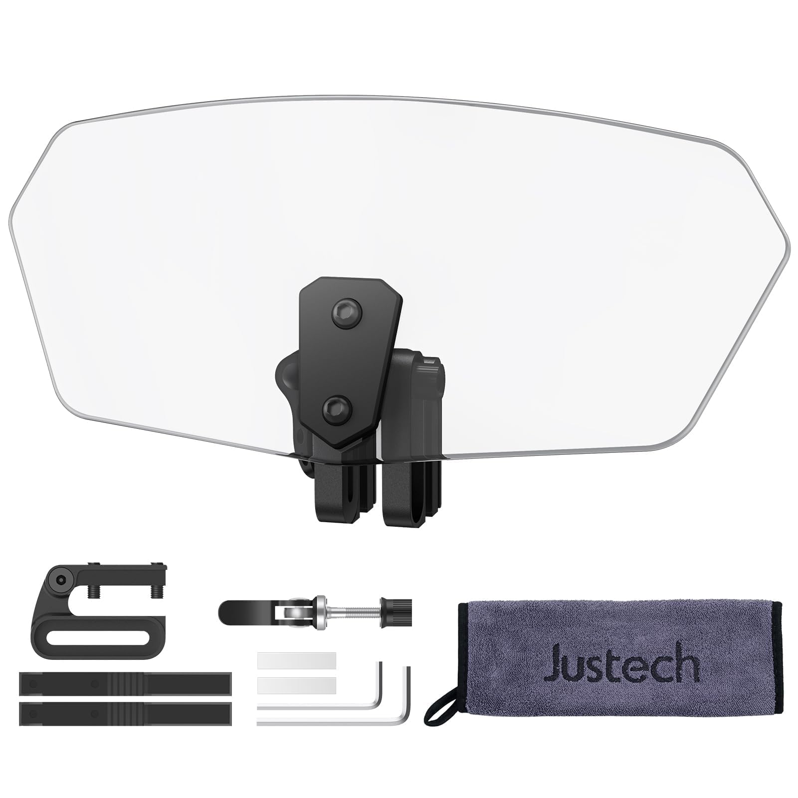 Photo 1 of *UNTESTED*
Justech Universal Motorcycle Windshield, Adjustable Wind Deflector Clip On Windshield Extension Spoiler Wind Air Deflector for Kawasaki BMW Triumph Motorbike-Transparent, Black Bracket