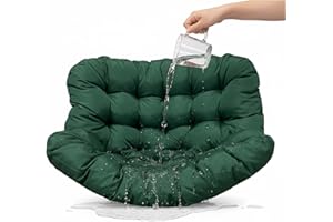 WTHAVEN Outdoor Rocking Chair Cushion – Waterproof Wicker Egg Chair Replacement Pad, Thick Papasan Seat Cushion with Ties for