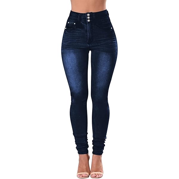Vibrant Women's Skinny Denim Jeans – High Waisted 5 Button Up