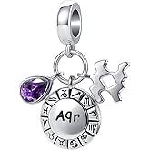 MZC Jewelry Teardrop Birthstone Birthday Constellation Charm for Women Pandora Bracelets Horoscope Zodiac Sign Anniversary Dangle Bead for Mom Sister Grandma