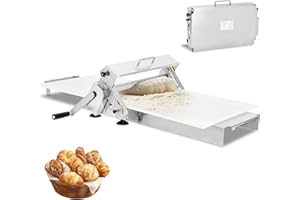 BESILO Folding Dough Sheeter (15.8"), Dough Sheeter, Countertop Dough Sheeter, Manual Dough Sheeter, Stainless Steel Dough Roller Machine with Adjustable Thickness for Pizza, Bread, Pastry (1 Rolling Boards)