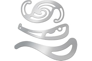 ORIGACH 3 PCS French Curve Metal Ruler Set, Stainless Steel Drafting Drawing Templates, Stainless Steel Stencils for Sewing, 