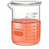 Okulab Heavy Duty Glass Beaker Set, Thick-Walled 3.3 Borosilicate Glass Beakers, with Double Scale Printed Graduation, Vol.10