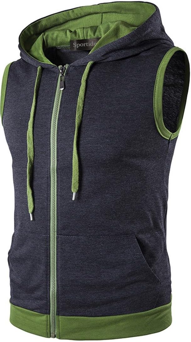 Sportides Men's Casual Gilet Waistcoat Hoodie Sleeveless Sweatshirt Vest JZA001