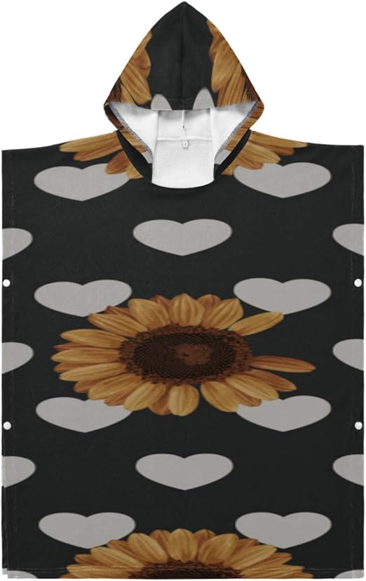 QXXIA Kids Cape Bath Towel, Printable Pattern Sunflowers