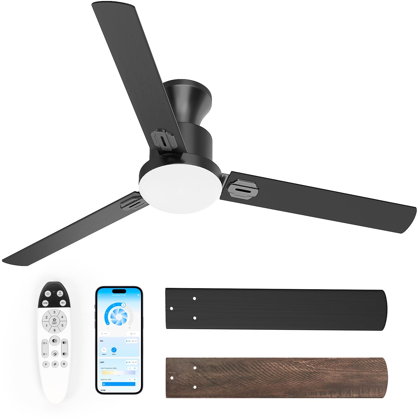 Obabala 60 Inch Ceiling Fan LED Light, Ultra-Quiet