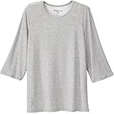 Women’s Open Back Adaptive Active Crew Neck Top for Seniors - 3/4 Long Sleeve Shirt