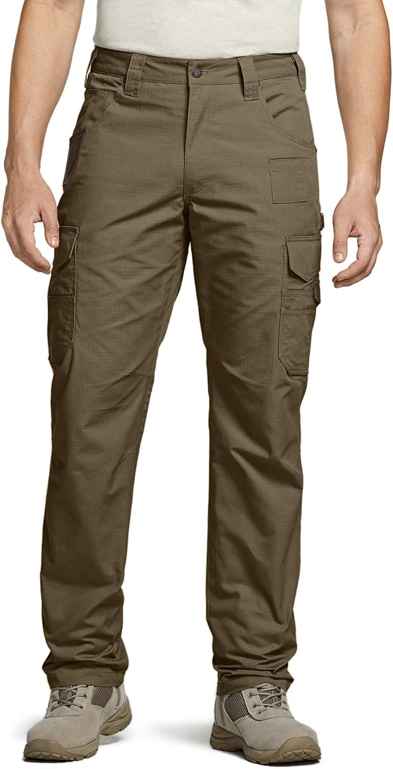CQR Men's Ripstop Work Pants, Water Repellent Tactical Pants, Outdoor Utility Operator EDC Straight/Cargo Pants: Clothing