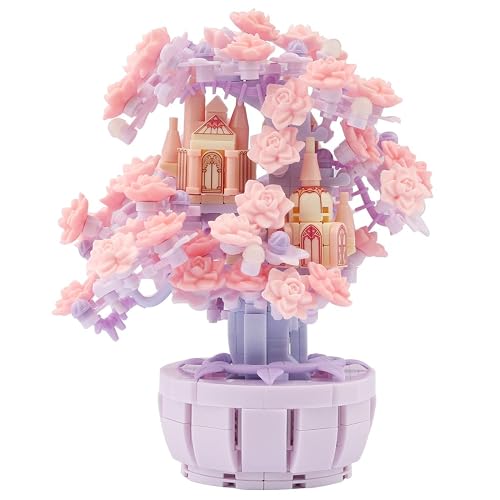 Cherry Bonsai Tree House Building Blocks, 547PCS Mini Size Tree Flowers Building Kit, Creative DIY Project Sakura Treehouse Building Construction Kit for Adults Kids