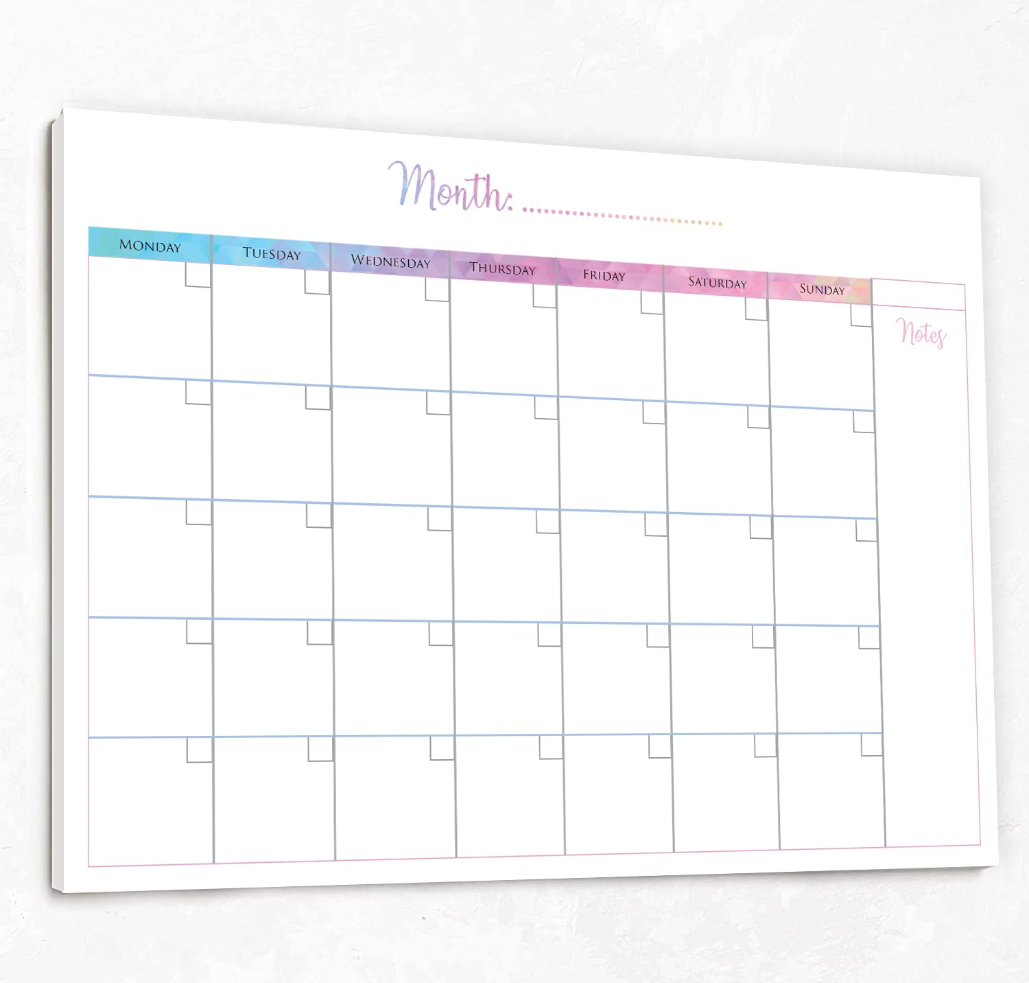 Monthly Planner Pad with 50 Tear Off Pages Notes Section, Undated Desk Calendar Personal Organiser, for Work, School, Meal, and Fitness Planning