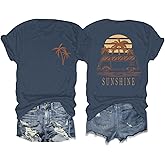 Pairxily Hawaiian Shirts for Women Beach Hawaii Tropical Shirt Palm Tree Sunshine Graphic Tees Vacation Summer Vibes Tops