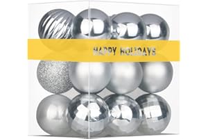 GAMEXCEL Silver 2.5" Christmas Balls Christmas Tree Decoration Ornaments Shatterproof Hanging Balls for Birthday Halloween Holiday Wedding Decorations Set of 18pcs
