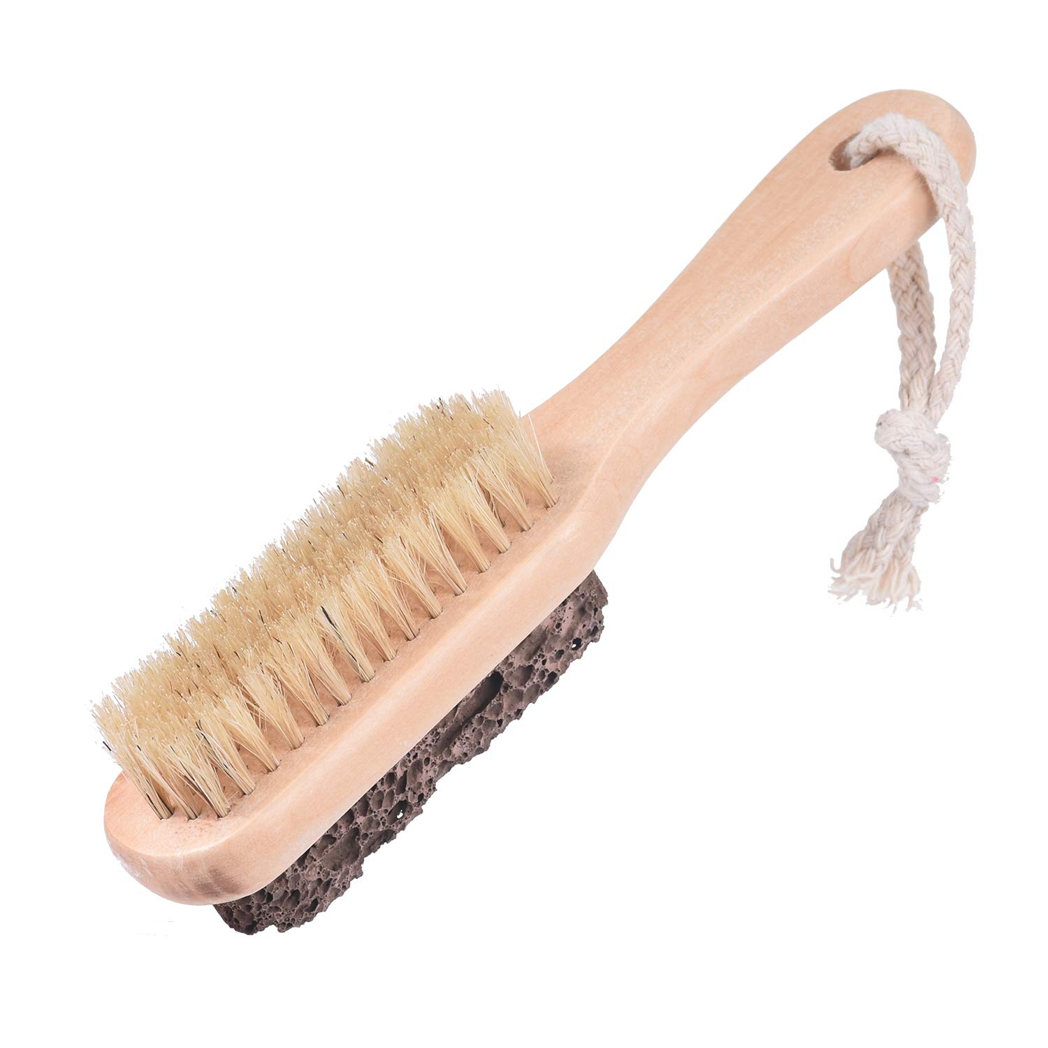 Foot Natural Bristle Brush Stone Pumice Combo with Rope wooden handle Exfoliator Pedicures Calluses Remover SPA Callus Remover with Wood Handle for Foot File: Beauty