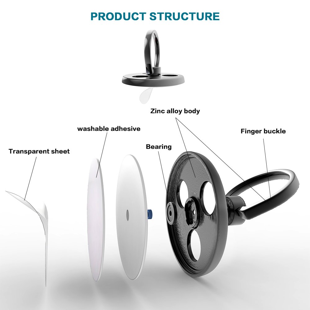 Spinner Ring Stands Gip with Hand Fidget Spinner Knob Portion Function for Smart Cellphone Mount (Dark Grey)