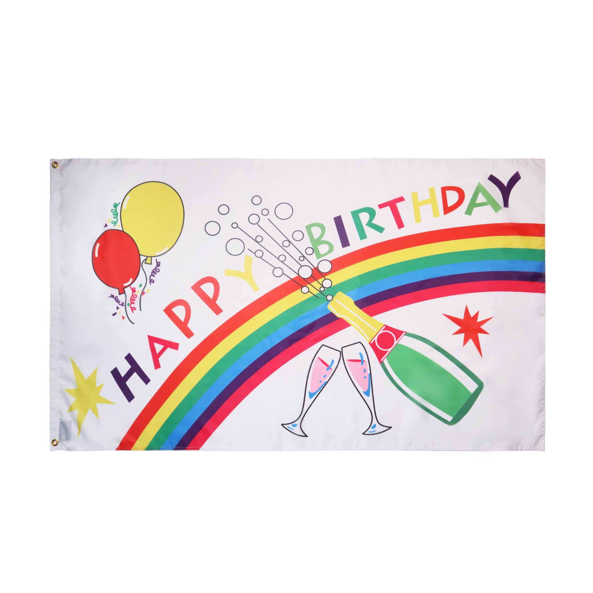 AZ FLAG - Happy Birthday Bottle Flag - 2x3 Ft- 100D Polyester Birthday'S Party Banner with Two Metal Grommets - Fade Resistant - Vivid Colors - 2' x 3' Feet - 90x60 Cm