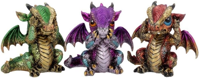 3 Wise Three Wiselings by Nemesis Now - Set of Three See No Evil Hear No Evil Speak No Evil Gothic Goth Game Of Thrones GoT Fantasy Magic Magical Mystical Spiritual Ornament Figurine Statue Gift