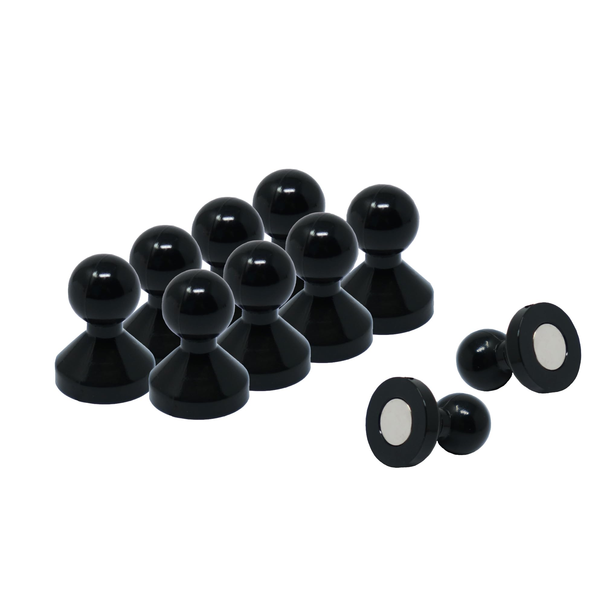 Large Black Acrylic Push Pin Office Magnet for Fridge, Whiteboard, Noticeboard, Filing Cabinet - 21mm dia x 26mm tall - Pack of 100